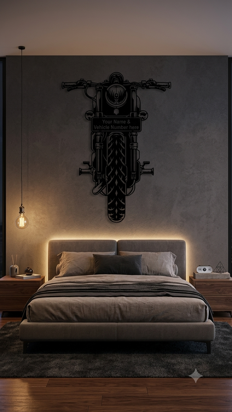 Personalized Motorcycle Metal Wall Art | Name & Number