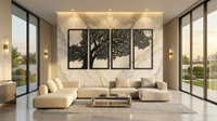 Four Qul Surah Tree Design | Surah Al-Kafirun | Surah Al-Ikhlas | Surah Al-Falaq | Surah An-Nas Premium Metal Islamic Wall Art (4-Panel Set)