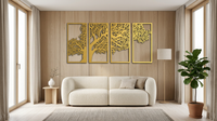 Four Qul Surah Tree Design | Surah Al-Kafirun | Surah Al-Ikhlas | Surah Al-Falaq | Surah An-Nas Premium Metal Islamic Wall Art (4-Panel Set)