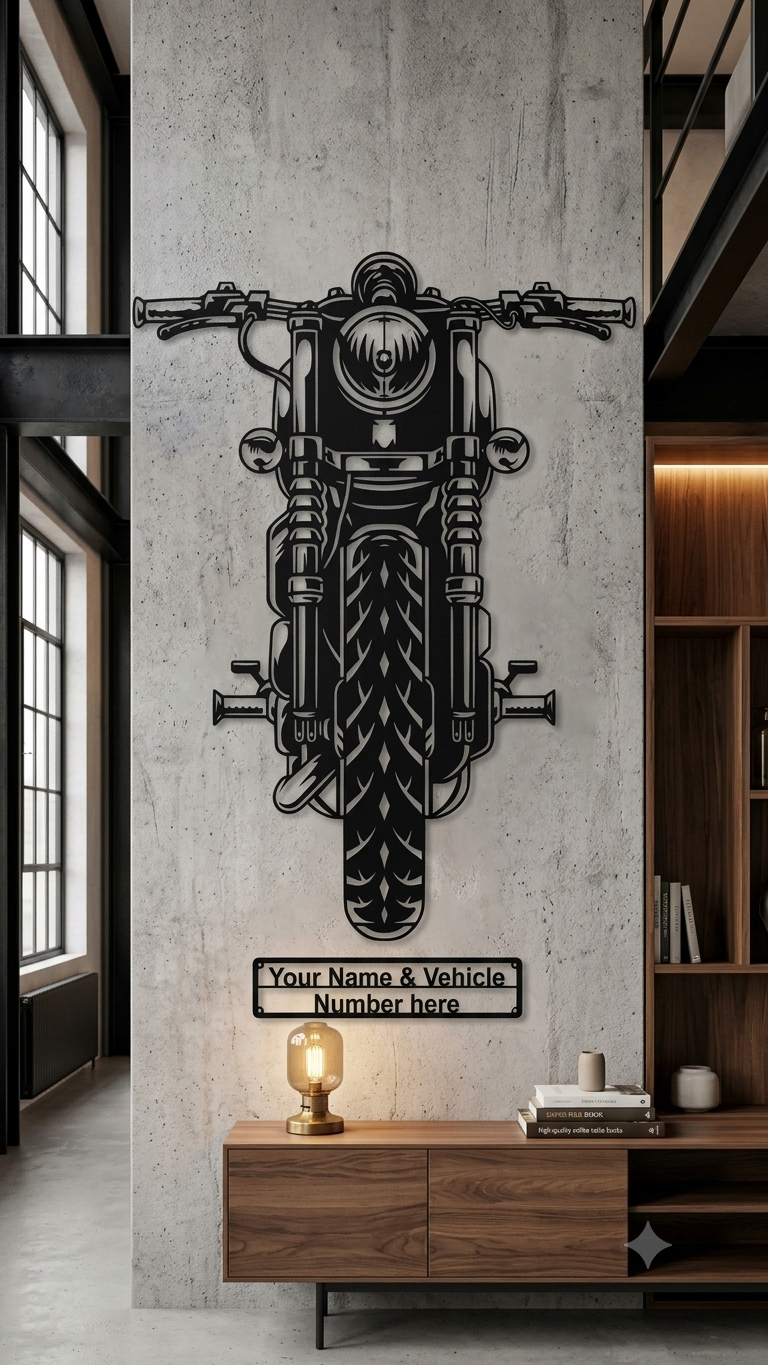 Personalized Motorcycle Metal Wall Art | Name & Number